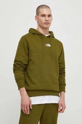 Zdjęcie produktu The North Face bluza bawełniana męska kolor zielony z kapturem z nadrukiem NF0A87DBPIB1