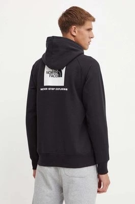 Zdjęcie produktu The North Face bluza Raglan Redbox Hoodie męska kolor czarny z kapturem z nadrukiem NF0A89F9KY41