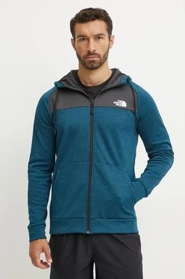 Zdjęcie produktu The North Face bluza sportowa Reaxion kolor turkusowy z kapturem wzorzysta NF0A7Z9O7AO1