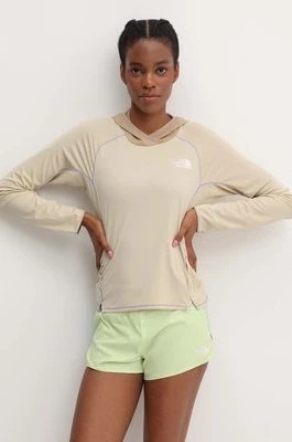 Zdjęcie produktu The North Face bluza sportowa Summer LT Sun kolor beżowy z kapturem wzorzysta NF0A85YSPV61