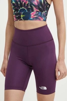 Zdjęcie produktu The North Face szorty sportowe damskie kolor fioletowy gładkie high waist NF0A87JUV6V1