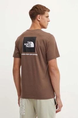 Zdjęcie produktu The North Face t-shirt bawełniany S/S Redbox Tee męski kolor brązowy z nadrukiem NF0A87NP5EX1