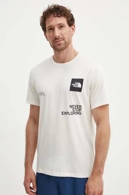 Zdjęcie produktu The North Face t-shirt sportowy Foundation Coordinates kolor beżowy z nadrukiem NF0A882ZV3L1