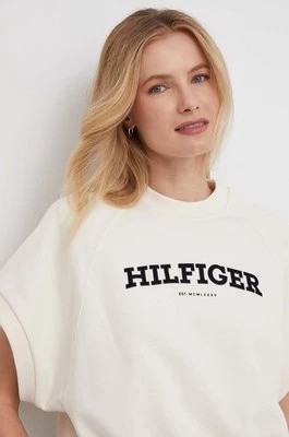 Zdjęcie produktu Tommy Hilfiger bluza bawełniana damska kolor beżowy z nadrukiem WW0WW41240