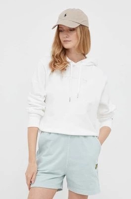 Zdjęcie produktu Tommy Hilfiger bluza bawełniana damska kolor biały z kapturem z aplikacją