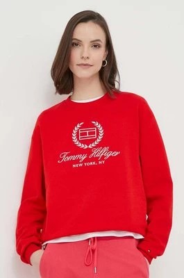 Zdjęcie produktu Tommy Hilfiger bluza bawełniana damska kolor czerwony z aplikacją WW0WW41758