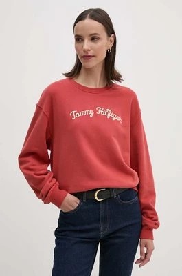 Zdjęcie produktu Tommy Hilfiger bluza bawełniana damska kolor czerwony z aplikacją WW0WW42615