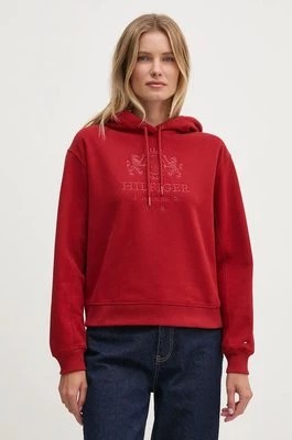 Zdjęcie produktu Tommy Hilfiger bluza damska kolor bordowy z kapturem z aplikacją WW0WW42888