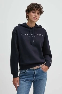 Zdjęcie produktu Tommy Hilfiger bluza damska kolor granatowy z kapturem z aplikacją WW0WW43598