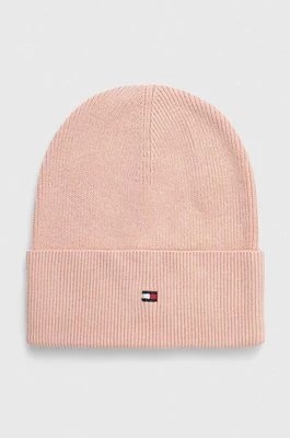 Zdjęcie produktu Tommy Hilfiger czapka z domieszką kaszmiru kolor różowy z cienkiej dzianiny