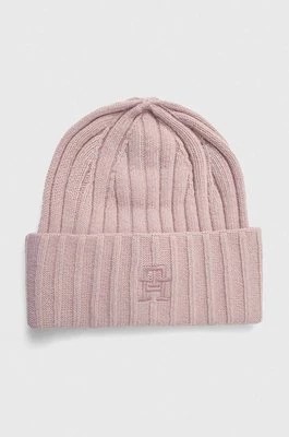 Zdjęcie produktu Tommy Hilfiger czapka z domieszką wełny kolor różowy
