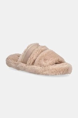 Zdjęcie produktu Tommy Hilfiger kapcie HILFIGER FUR BASICS SLIPPER kolor beżowy FW0FW08343