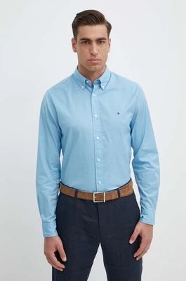 Zdjęcie produktu Tommy Hilfiger koszula bawełniana męska kolor niebieski regular z kołnierzykiem button-down MW0MW30934