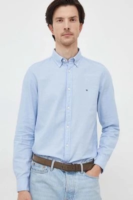 Zdjęcie produktu Tommy Hilfiger koszula bawełniana męska kolor niebieski slim z kołnierzykiem button-down MW0MW33782