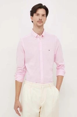 Zdjęcie produktu Tommy Hilfiger koszula bawełniana męska kolor różowy slim z kołnierzykiem button-down MW0MW30675