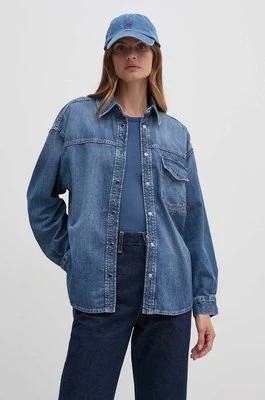 Zdjęcie produktu Tommy Hilfiger koszula jeansowa damska kolor niebieski relaxed z kołnierzykiem klasycznym WW0WW42217