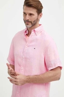 Zdjęcie produktu Tommy Hilfiger koszula lniana kolor różowy regular z kołnierzykiem button-down MW0MW35207