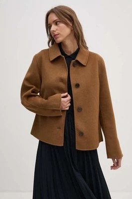 Zdjęcie produktu Tommy Hilfiger kurtka wełniana kolor brązowy przejściowa WW0WW42625