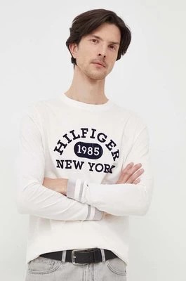 Zdjęcie produktu Tommy Hilfiger longsleeve bawełniany kolor biały z nadrukiem