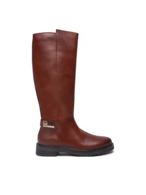 Zdjęcie produktu Tommy Hilfiger Oficerki Th Logo Leather Long Boot FW0FW08335 Brązowy