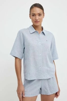 Zdjęcie produktu Tommy Hilfiger piżama lniana kolor niebieski UW0UW04519