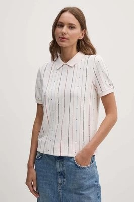 Zdjęcie produktu Tommy Hilfiger polo damski kolor beżowy WW0WW42614