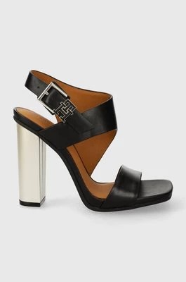 Zdjęcie produktu Tommy Hilfiger sandały skórzane TH HARDWARE BLOCK HIGH HEEL kolor czarny FW0FW07886