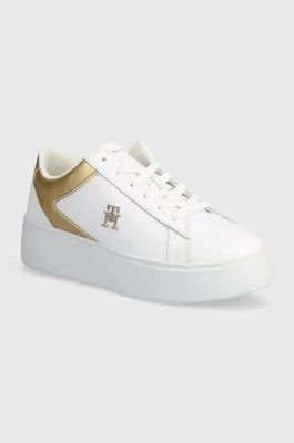 Zdjęcie produktu Tommy Hilfiger sneakersy skórzane TH PLATFORM COURT SNEAKER GLD kolor biały FW0FW08073