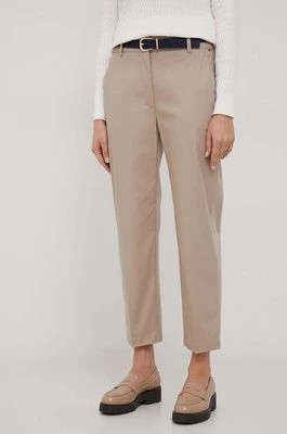 Zdjęcie produktu Tommy Hilfiger spodnie damskie kolor beżowy proste high waist WW0WW40504