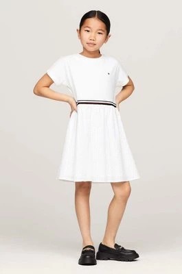Zdjęcie produktu Tommy Hilfiger sukienka bawełniana dziecięca kolor biały mini rozkloszowana