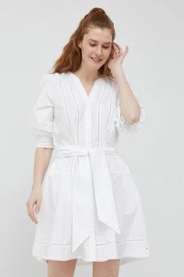 Zdjęcie produktu Tommy Hilfiger sukienka bawełniana kolor biały mini rozkloszowana