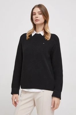 Zdjęcie produktu Tommy Hilfiger sweter bawełniany kolor czarny ciepły WW0WW40751