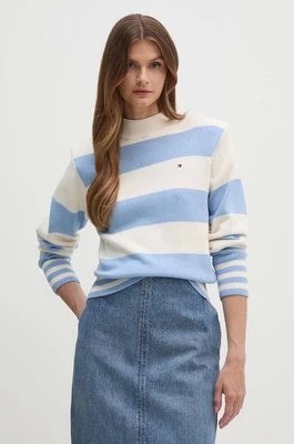 Zdjęcie produktu Tommy Hilfiger sweter bawełniany kolor niebieski z półgolfem WW0WW42155