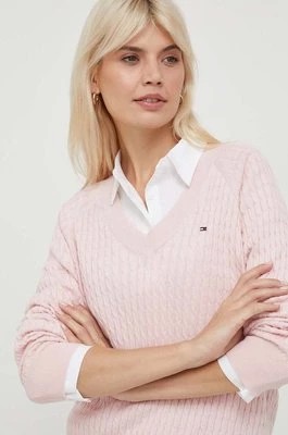 Zdjęcie produktu Tommy Hilfiger sweter bawełniany kolor różowy WW0WW40674