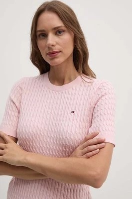 Zdjęcie produktu Tommy Hilfiger sweter bawełniany kolor różowy lekki