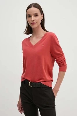 Zdjęcie produktu Tommy Hilfiger sweter damski kolor czerwony lekki WW0WW40098