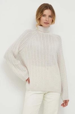 Zdjęcie produktu Tommy Hilfiger sweter wełniany damski kolor beżowy lekki z golfem WW0WW39904