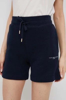 Zdjęcie produktu Tommy Hilfiger szorty damskie kolor granatowy gładkie high waist WW0WW38348