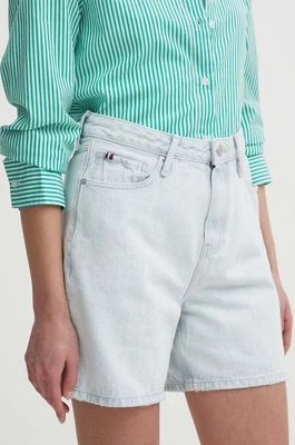 Zdjęcie produktu Tommy Hilfiger szorty jeansowe damskie kolor niebieski gładkie high waist WW0WW41328