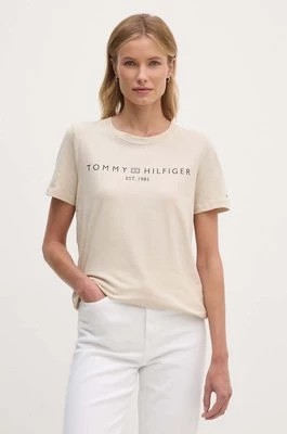 Zdjęcie produktu Tommy Hilfiger t-shirt bawełniany damski kolor beżowy WW0WW40276