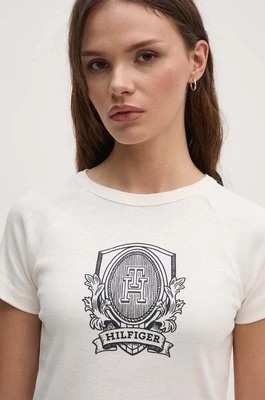 Zdjęcie produktu Tommy Hilfiger t-shirt bawełniany damski kolor beżowy WW0WW42089