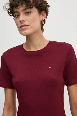 Zdjęcie produktu Tommy Hilfiger t-shirt bawełniany damski kolor bordowy WW0WW40587