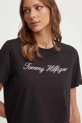 Zdjęcie produktu Tommy Hilfiger t-shirt bawełniany damski kolor czarny WW0WW43459