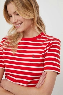 Zdjęcie produktu Tommy Hilfiger t-shirt bawełniany damski kolor czerwony WW0WW40587