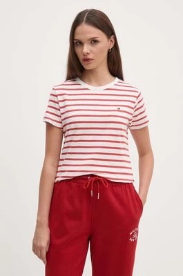 Zdjęcie produktu Tommy Hilfiger t-shirt bawełniany damski kolor czerwony WW0WW37857