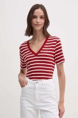 Zdjęcie produktu Tommy Hilfiger t-shirt bawełniany damski kolor czerwony WW0WW40584