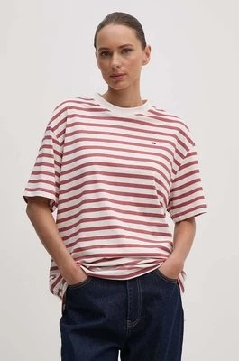Zdjęcie produktu Tommy Hilfiger t-shirt bawełniany damski kolor czerwony WW0WW42323