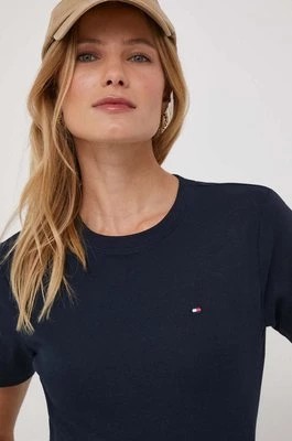 Zdjęcie produktu Tommy Hilfiger t-shirt bawełniany damski kolor granatowy WW0WW40587