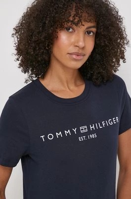 Zdjęcie produktu Tommy Hilfiger t-shirt bawełniany damski kolor granatowy WW0WW40276