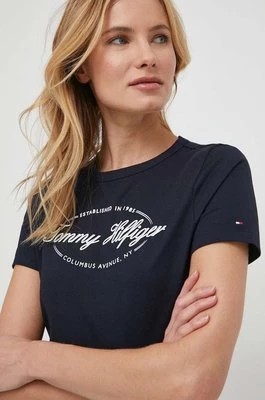 Zdjęcie produktu Tommy Hilfiger t-shirt bawełniany damski kolor granatowy WW0WW41039